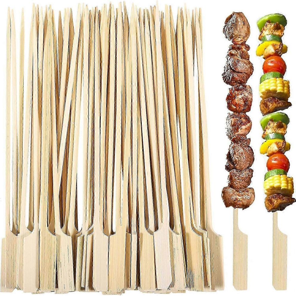 Pack of 200 18cm Flat Bamboo Skewers for Kids, Wooden Fruit Picks