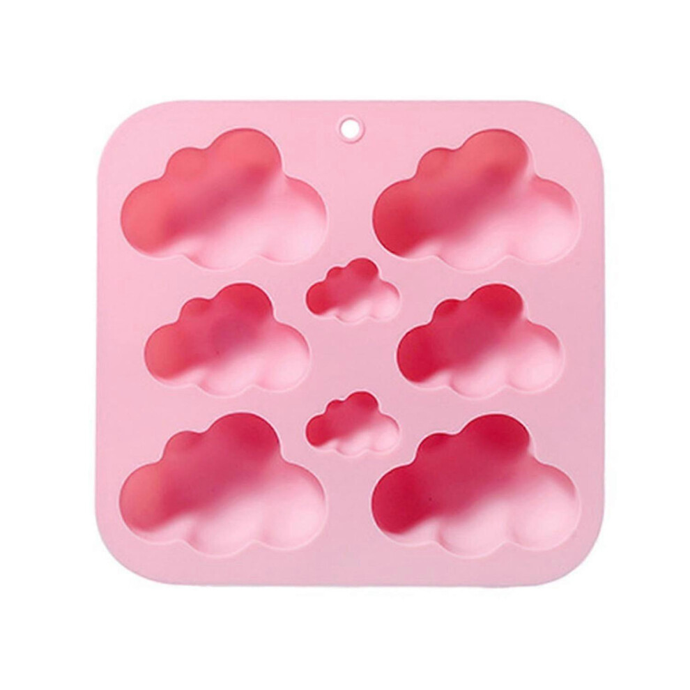 (Pink) 8 Cavity Cloud Shaped Silicone Soap Mold Non-Stick Food Grade Silicone Mold for Candles, Plaster, Chocolate, Cookies, C