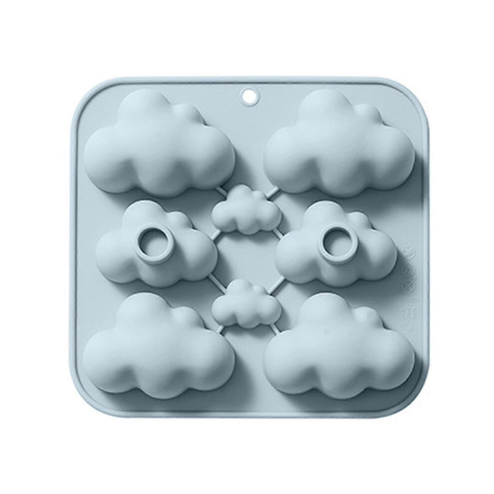 (Blue) 8 Cavity Cloud Shaped Silicone Soap Mold Non-Stick Food Grade Silicone Mold for Candles, Plaster, Chocolate, Cookies, C