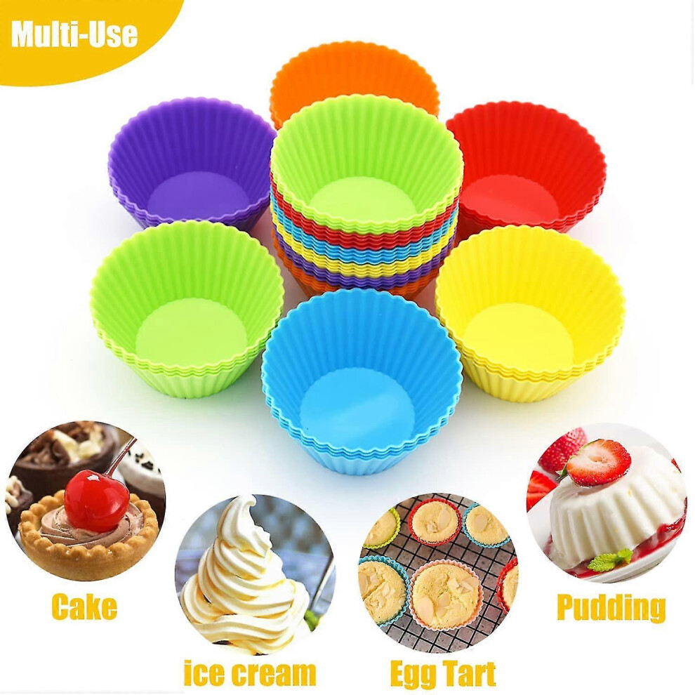 24 Pack Silicone Cupcake Liners, Reusable and Non-Stick, Multicolor