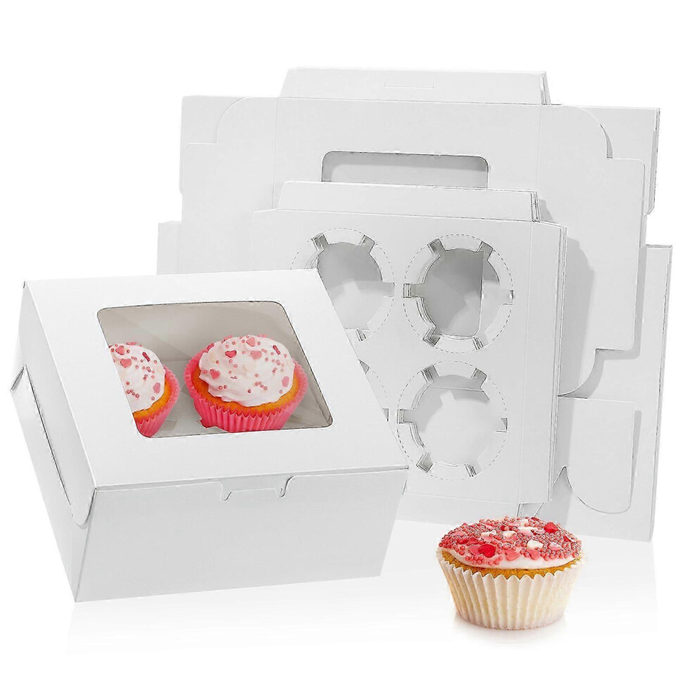 10 Pack Paper Cupcake Boxes, Egg Tart Containers, Muffin Boxes, 4 Compartments
