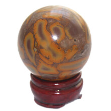 Crystal Rough Bamboo Leaf Stone Ball Sphere With Wood Stand Gemstone For Divination Home Decor Diameter 2.0–2.4cm