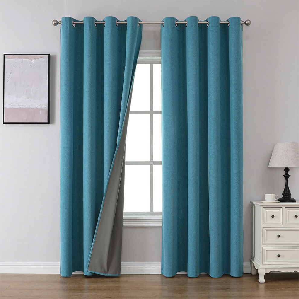 (Waterproof lake blue, 132*160cm) Outdoor waterproof curtains, fully light-blocking fabric, solid-color balcony sun protection and heat insulation cur-image-OPC-PKTS7JT-NEW