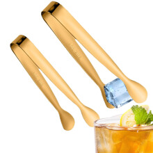 Ice Tongs Small Ice Tongs Stainless Steel Aperitif Tong Set Of 2 Ice Grabber Tools 4.3-Inch Food-Grade Gold Clip