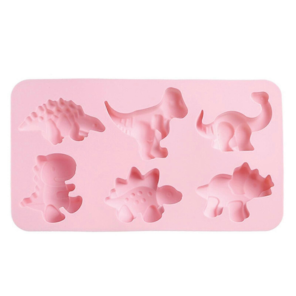 (Pink) Dinosaur Shape Silicone Cake Molds, Non-Stick Baking Mold, Ice Cube Tray