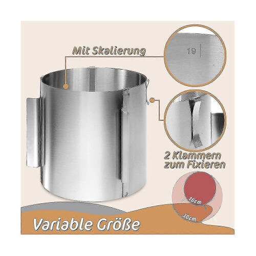 Adjustable cake ring high 20 cm - Adjustable stainless steel baking ring - High baking mold for every 2