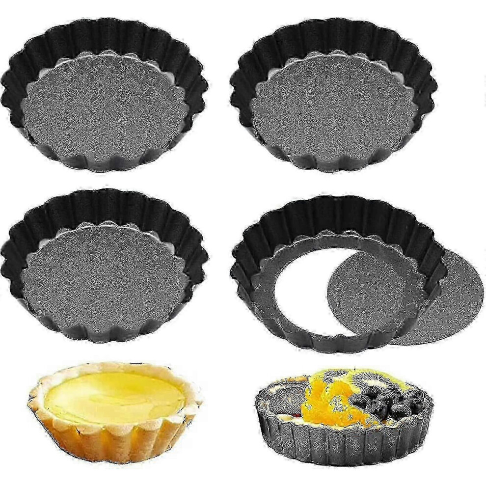 Non-stick rippled tart pans with removable bottom, set of 4