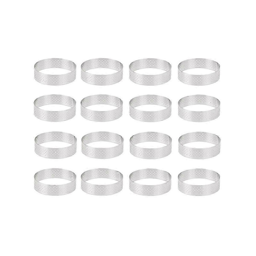 Set of 16 8cm Stainless Steel Tartlet Molds for Desserts, Mousses, Fruit Pies, Quiches, Cakes