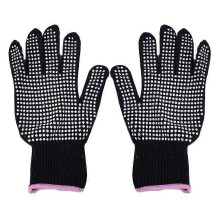 Pair Heat Resistant Gloves, Perm Gloves, Oven Mitts, Hair Curler Supplies for Women and Men (Black)