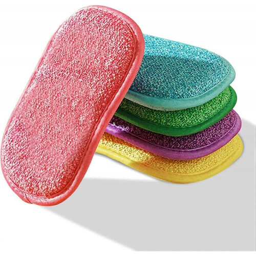 5-Pack Dual Action Microfiber Cleaning Sponge Refill Sponge Cleaning Scrub