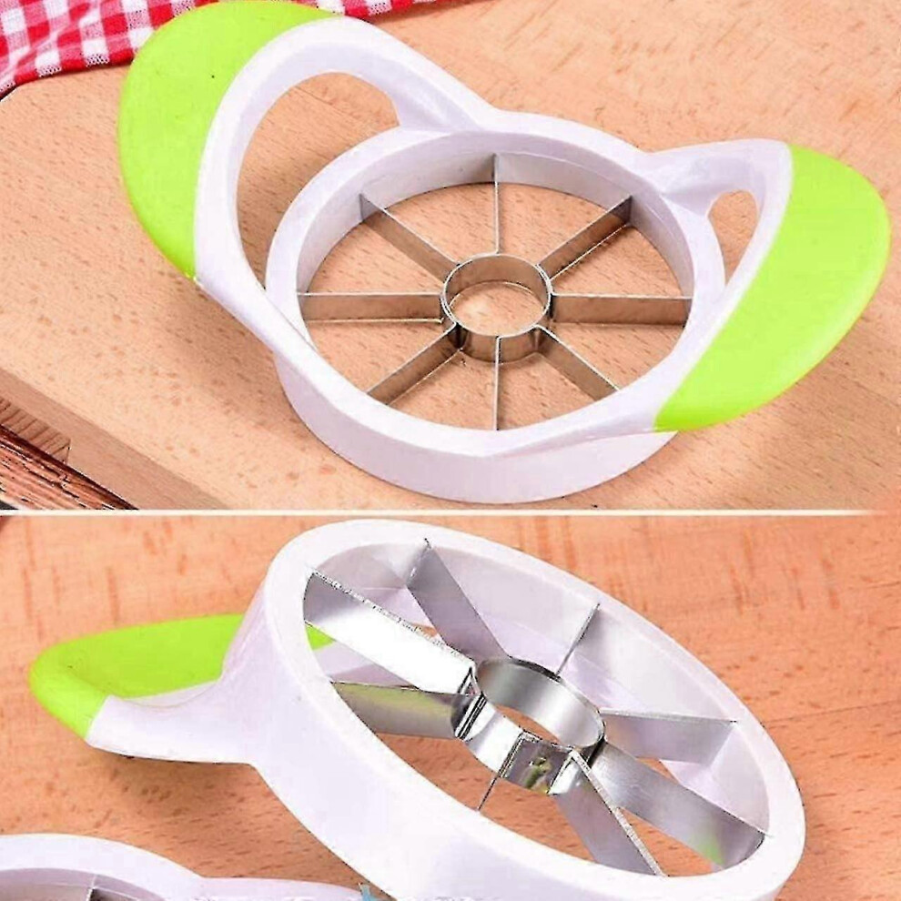 Apple Cutter, Easy Grip Apple Cutter, 8 Blade Stainless Steel Apple Cutter, Handle Apple Cutter And Corer, Apple Corer And Slicer Green