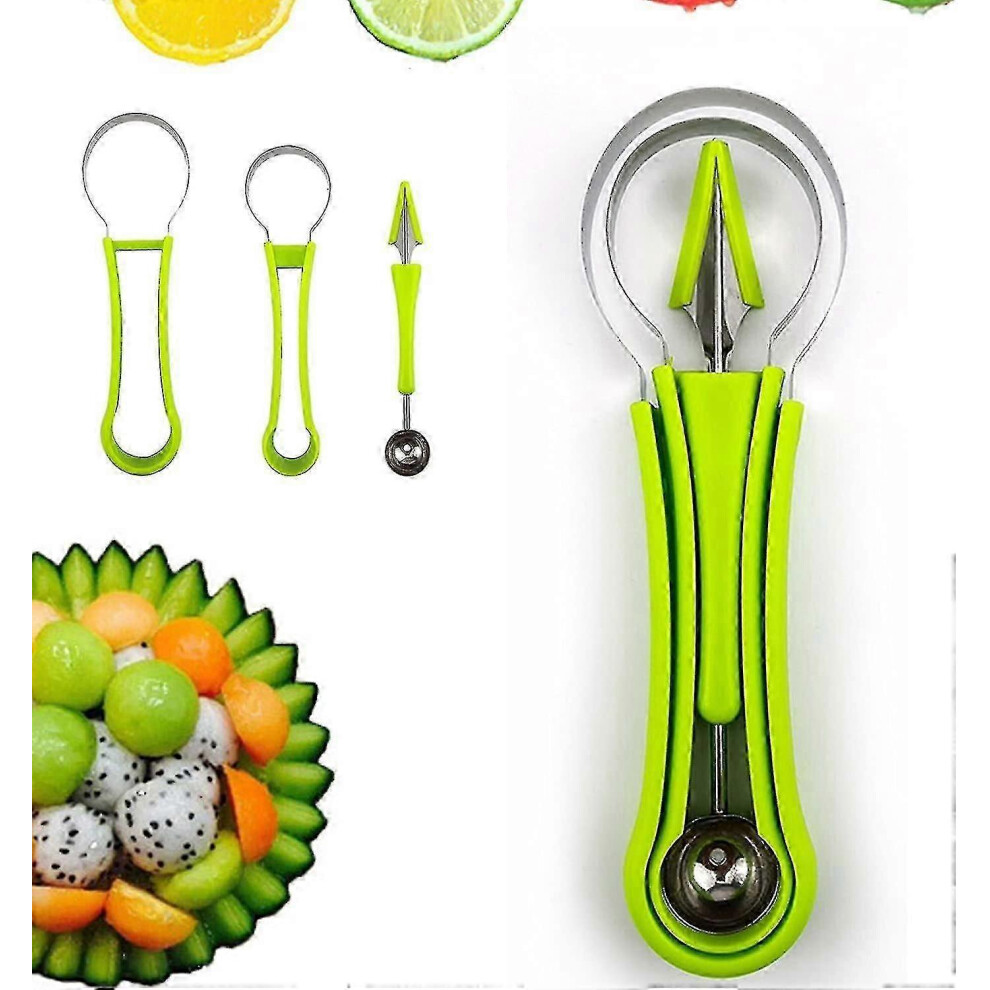 4 in 1 Fruit Tool Set for Fruit Carving, Fruit Scoop, Watermelon Baller, Cantaloupe Peeler