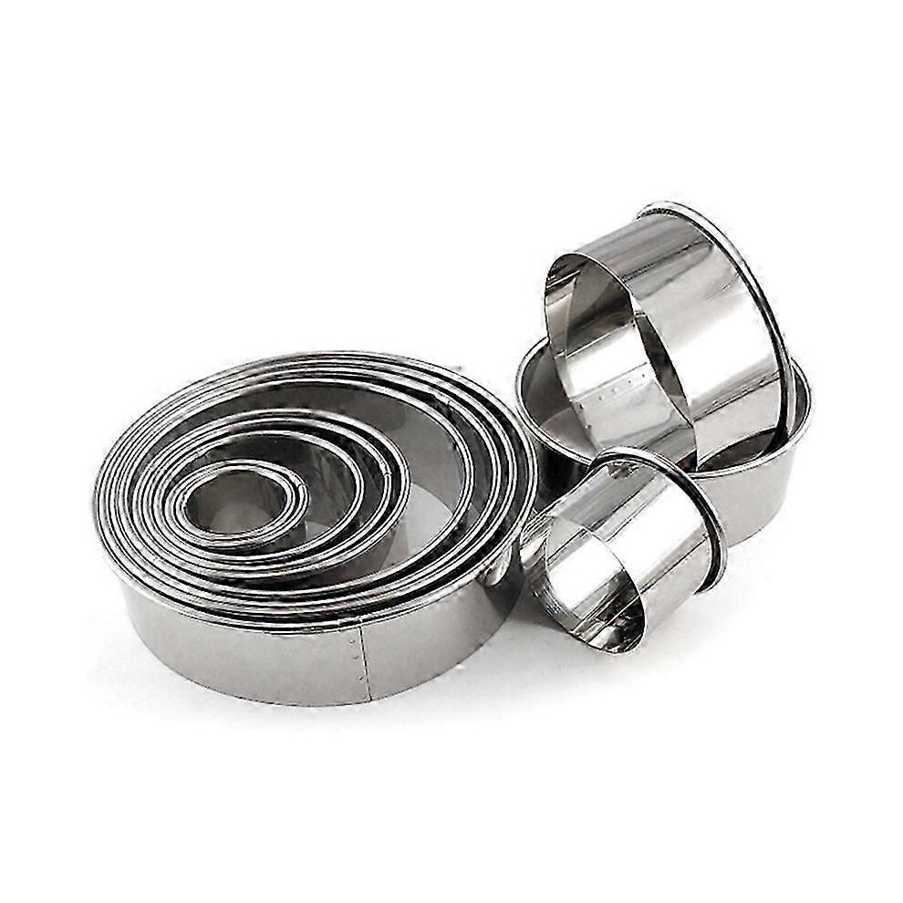 12 Pcs Stainless Steel Round Cake Mold Mousse Baking Mold Kitchen Tools Pizza Baking Molds Cookie Cutters