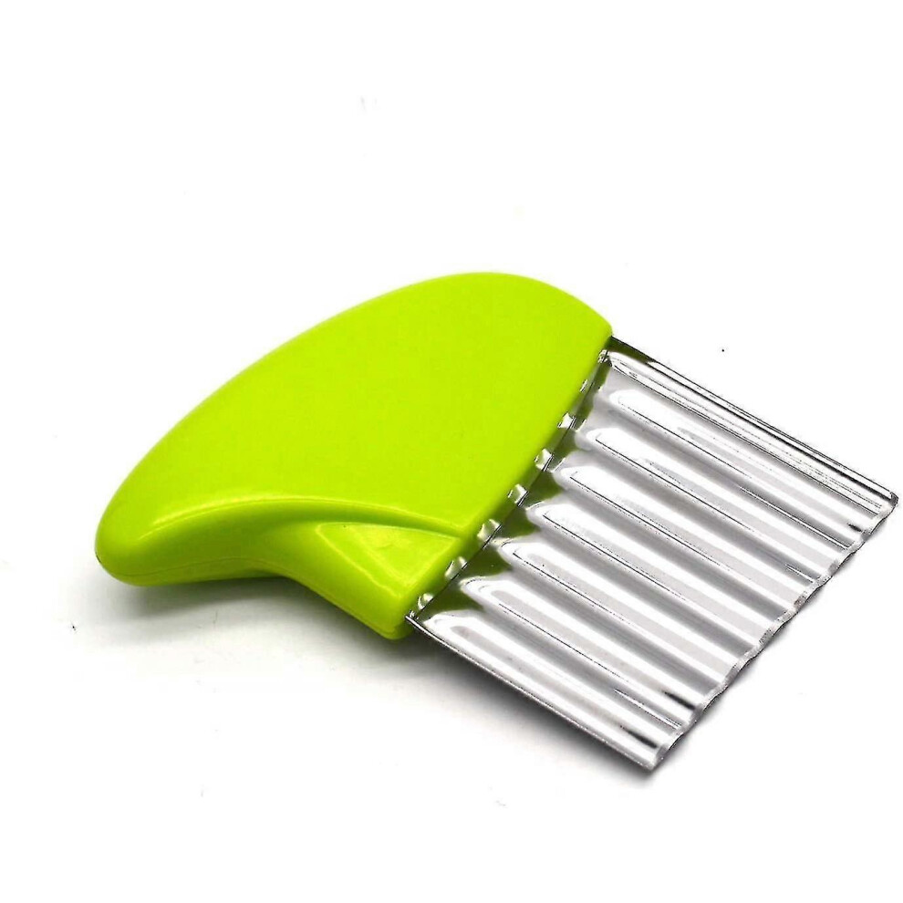 Stainless Steel Wavy French Fry Cutter For Potatoes, Carrot, Chips, Vegetables, 1 Pack/Set, Green