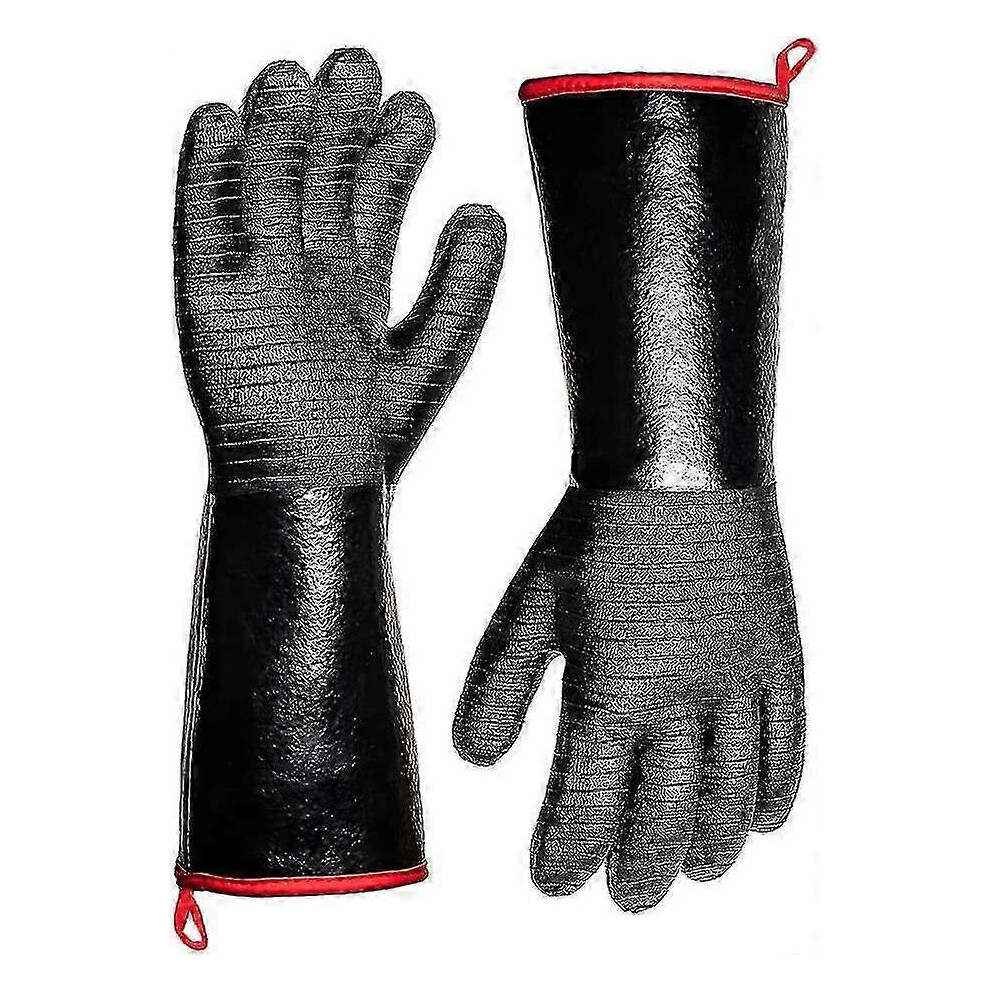 932f Extreme Heat Resistant BBQ Gloves, Waterproof Long Sleeve Gloves for Fryer, Baking, Oven, Smoker, Fireproof, Oil Resistant Neoprene