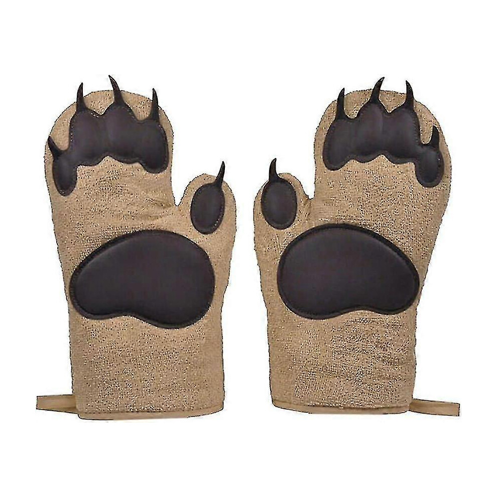 Bear Paw Thick Oven Mitts and Pot Holders for BBQ Cooking, Set of 2