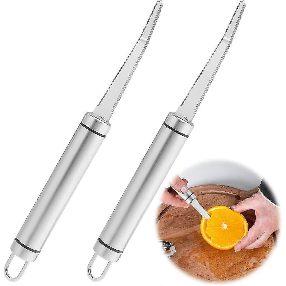 Set of 2 Stainless Steel Curved Grapefruit Knife with Serrated Edge, Curved Fruit Peeler for Kiwi, Mango and Dessert