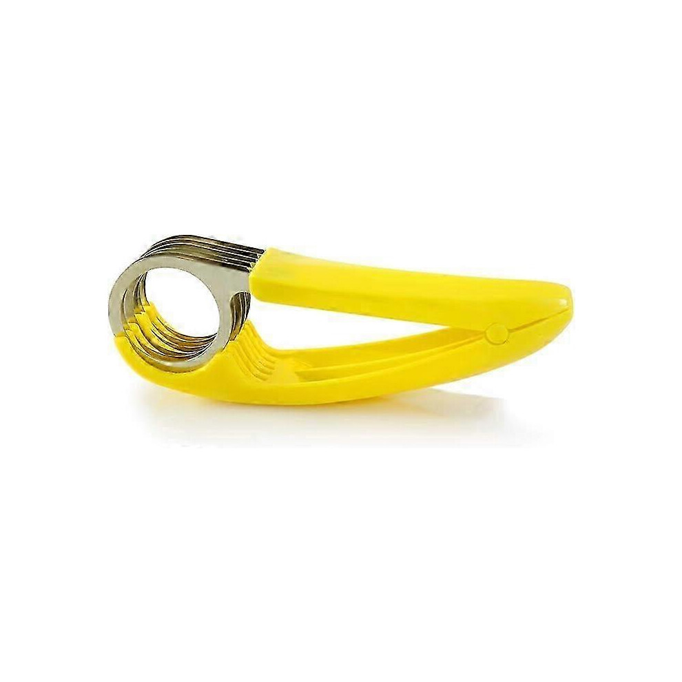 Banana Cutter, Abs And Stainless Steel Fruit And Vegetable Peeler, Kitchen Utensil For Bananas, Sausages, Strawberries And Grapes, 2 Pieces, Yellow
