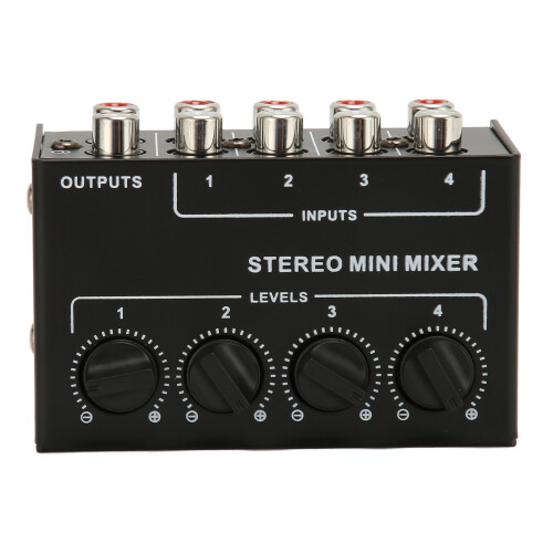 4 Channel Line Mixer Mini Stereo Mixer for Instruments 1