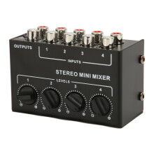 4 Channel Line Mixer Mini Stereo Mixer for Instruments
