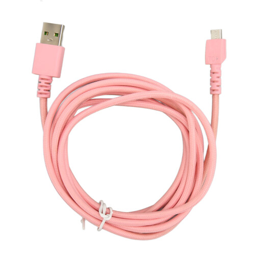 (Pink) USB Charging Cable Weaved Wireless Gaming Mouse Cord 6.6ft Pink