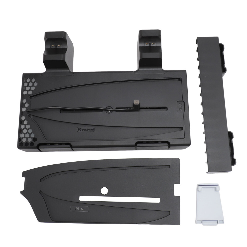 (Black) RGB PS5 Cooling Station Adjustable Fan Dual Charging Stand Black-image-OPC-PKTSBGY-NEW