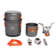 Camping Cookware Outdoor Pot Pan Cooking Equipment Heat Exchange Design for Hiking Backpacking