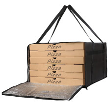 Pizza Delivery Bag Collapsible Insulated Large Capacity Non Woven Fabric Portable Warmer Zipper And Handle