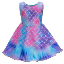Mermaid Birthday Party Sleeveless Skater Swing Dress Sundress for 2-10y Kids Girl