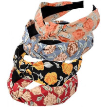 pattern Headbands for Women, 4 Packs Mixed Fabric Hair Band, Knot Hairbands Hair Accessories