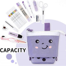 Cute Pencil Case Standing Pen Holder Telescopic Pen Pouch Bag Office Organizer Aesthetic Supply for Girls Boys Student Women Adult