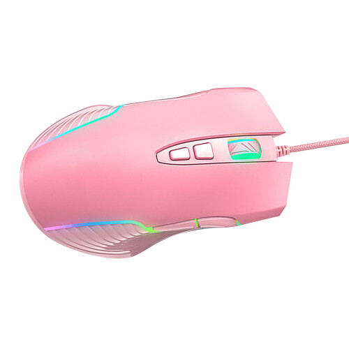 Pink Ergonomic Wired Mouse RGB Backlit 5.9ft Cable 2