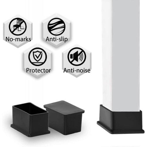 8 Pack Rectangular Chair Leg Caps Non-Marking PVC Floor Protector 25 x 50mm (1" X 2") 1