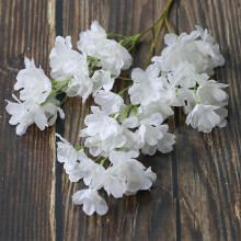 Artificial Flowers, Artificial Cherry Blossoms, Suitable for Bedroom / Dining Table / Living Room / Party, 3-Piece Bouquet Decoration, Color: White