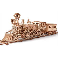 Set di treni giocattolo in legno Wood Trick con ferrovia - 34x7"""" - Kit modello meccanico di locomotiva - Puzzle in legno 3D per adulti e bambini