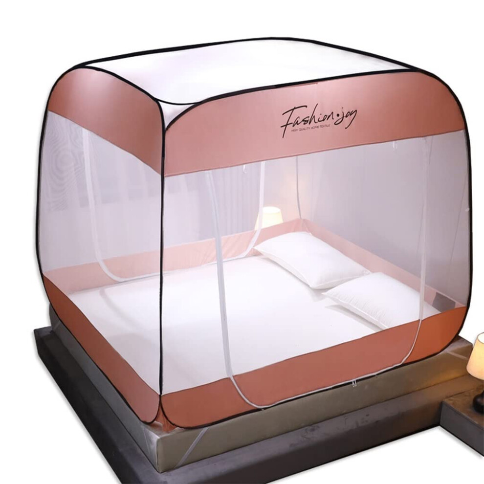 Mosquito Nets Pop-Up Bed Tent Portable Silent Folding Pink 120x200 cm For Dormitories