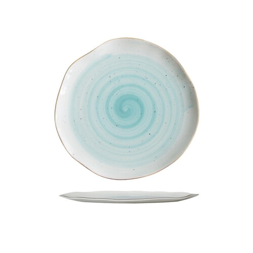 Irregular Lace Ceramic Tableware Blue B Model - Ceramic Dinnerware, Blue Lace Pattern, Irregular Edge