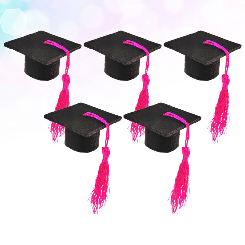5 unid. mini capa garrafa vinho doutoral com borla rosa 2