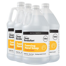 Clean Revolution Foaming Hand Soap Refill Supply Container Ready to Use Formula Gluten Free Dreamy Citrus Fragrance 128 Fl. Oz 4 Pack