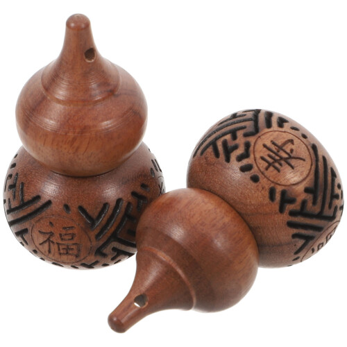 2Stk Gourde Form Aroma Perle Behälter Säckchen Holz Geschnitzt
