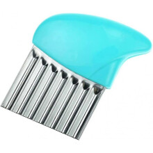 Potato Chipper Stainless Steel Wavy Blade Chips Cutter Crinkle Slicer Vegetable Chopper Blue