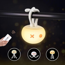 Night Light Kids, Portable Rechargeable Lovely Shape Jellyfish Led Lamps, Ir Remote Contol Flexible Tripod, Touch Control White