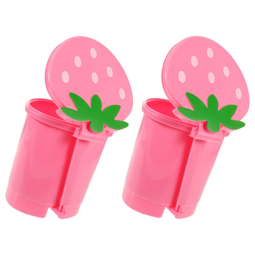 2 cartoon erdbeer mülleimer mini schreibtisch