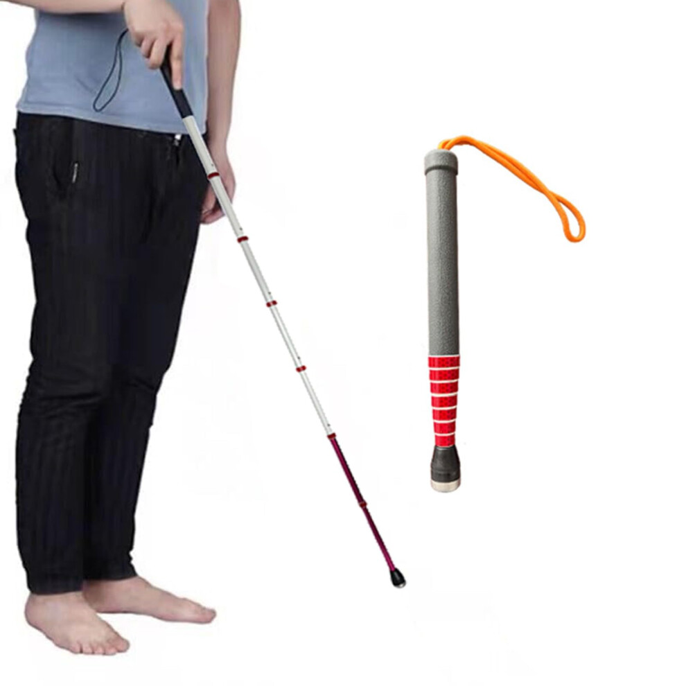 Light Titanium Alloy Blind Cane Telescopic Outdoor Walking Stick Height Adjustable 119.5Cm 47In Reflective For Vision Impaired