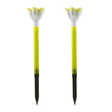 2 stück solarlampen außen gartenspot mit steckfuß blumenform gelb