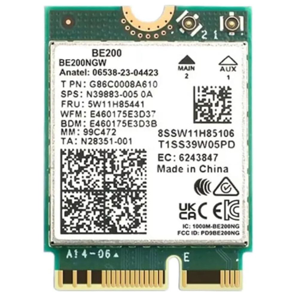Be200 Wifi 7 Wireless Wifi Card Wifi 6E Be200ngw Bluetooth 5.4 802.11Ax Tri-Band M.2 Ngff Network Adapter Easy To Use 8581686039185