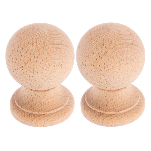2 unidades bola madera 10 cm para remate poste barandilla puerta