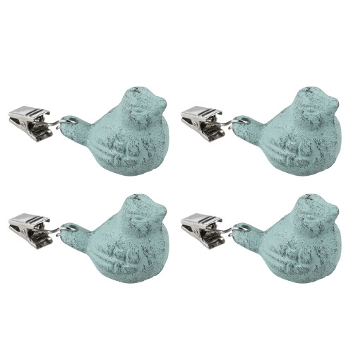 4 Abrazaderas De Hierro Forma Pájaro Para Mantel Verde