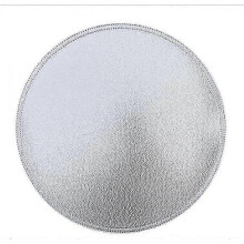Pu Leather Waterproof Plate Mat, Oil-Resistant, Double-Layer Leather Table Mat, Round Table Mat and Bowl Mat, Diameter 33cm (Silver)