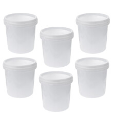 6Pcs Plastic Storage Buckets with Lids Airtight White Home Use